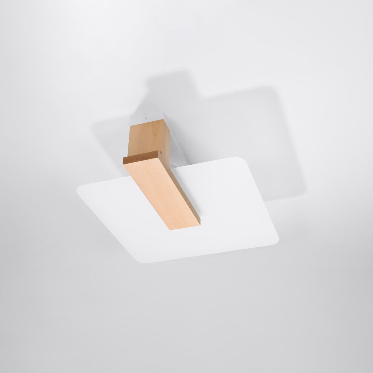 Sollux Lighting LAPPO Natural Wood Ceiling Lamp - Scandinavian Design - Matte Glass Shade - E27 Bulb Compatible - Easy Cleaning - Warm Ambient Lighting