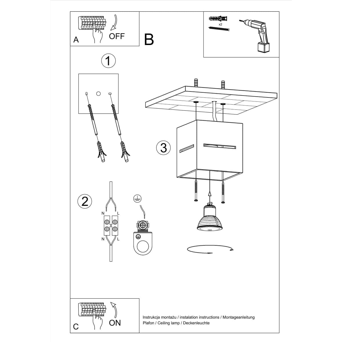 Sollux Lighting Lobo Black Ceiling Lamp - Minimalist Aluminum Design - G9 Socket - 10x10x10 cm