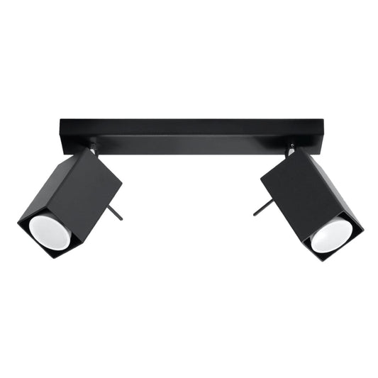 Sollux Lighting Merida Industrial Black Double Spotlight - Adjustable Steel Wall & Ceiling Lamp - 30x6x16 cm