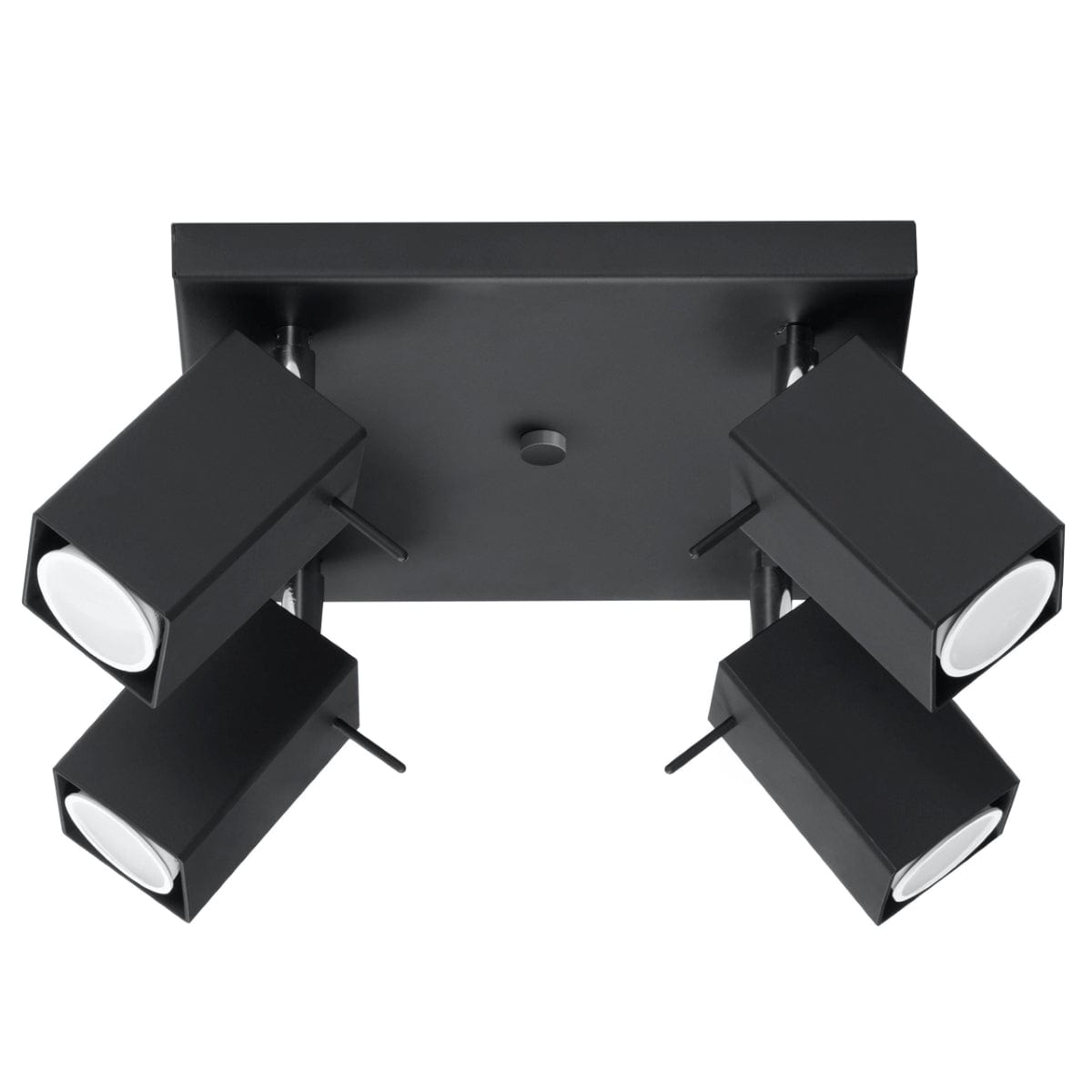 Sollux Lighting Merida Industrial Black Quad Spotlight - Adjustable Steel Wall & Ceiling Lamp - 25x25x16 cm
