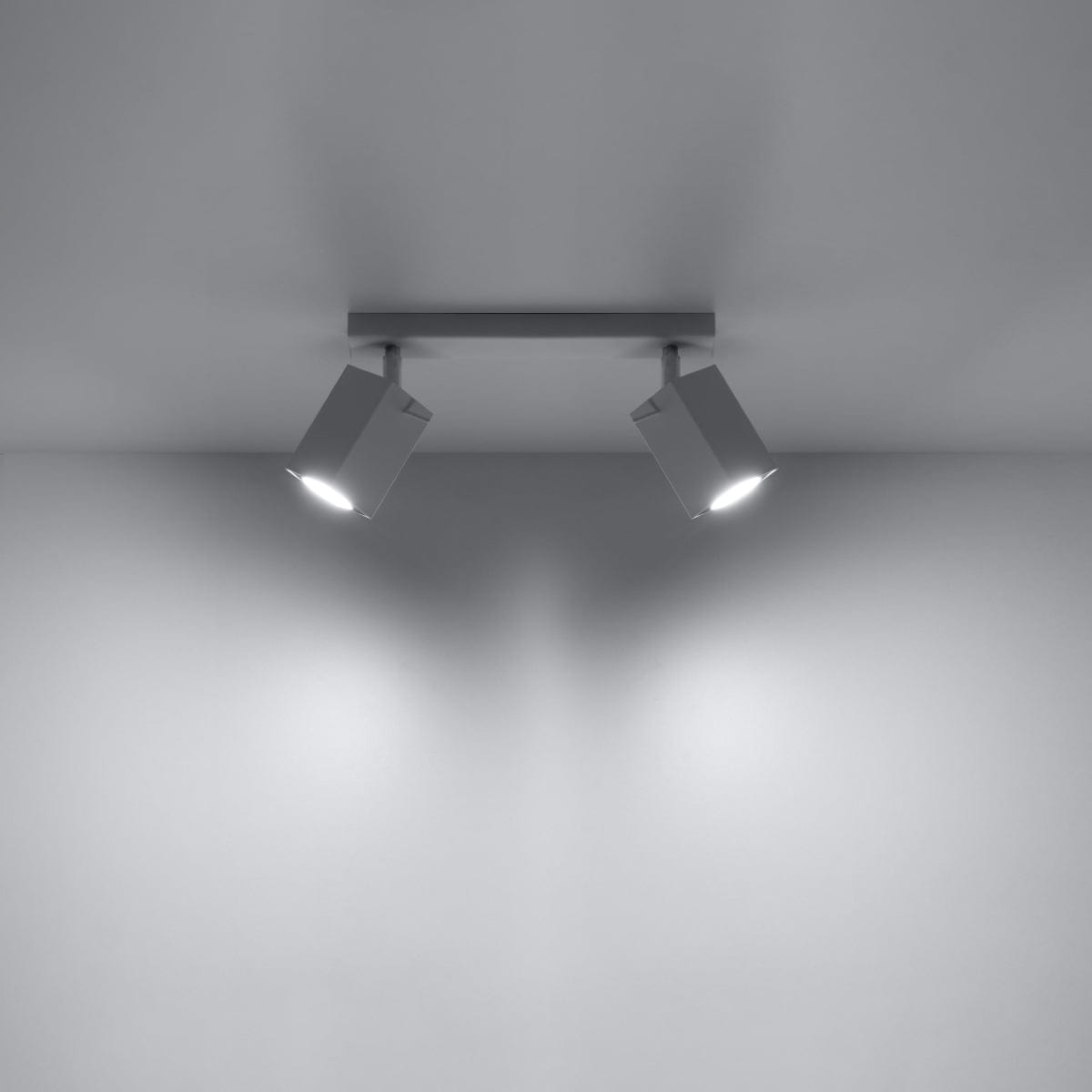 Sollux Lighting Merida Industrial White Double Spotlight - Adjustable Steel Ceiling Lamp, 30x6x16 cm
