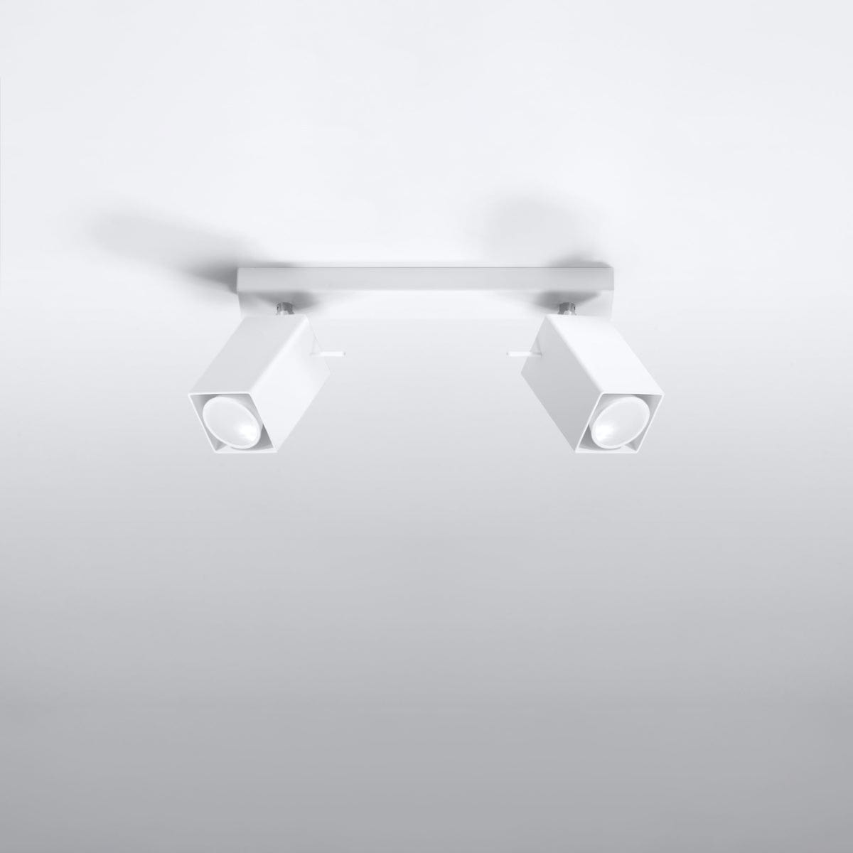 Sollux Lighting Merida Industrial White Double Spotlight - Adjustable Steel Ceiling Lamp, 30x6x16 cm