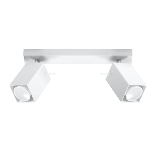 Sollux Lighting Merida Industrial White Double Spotlight - Adjustable Steel Ceiling Lamp, 30x6x16 cm
