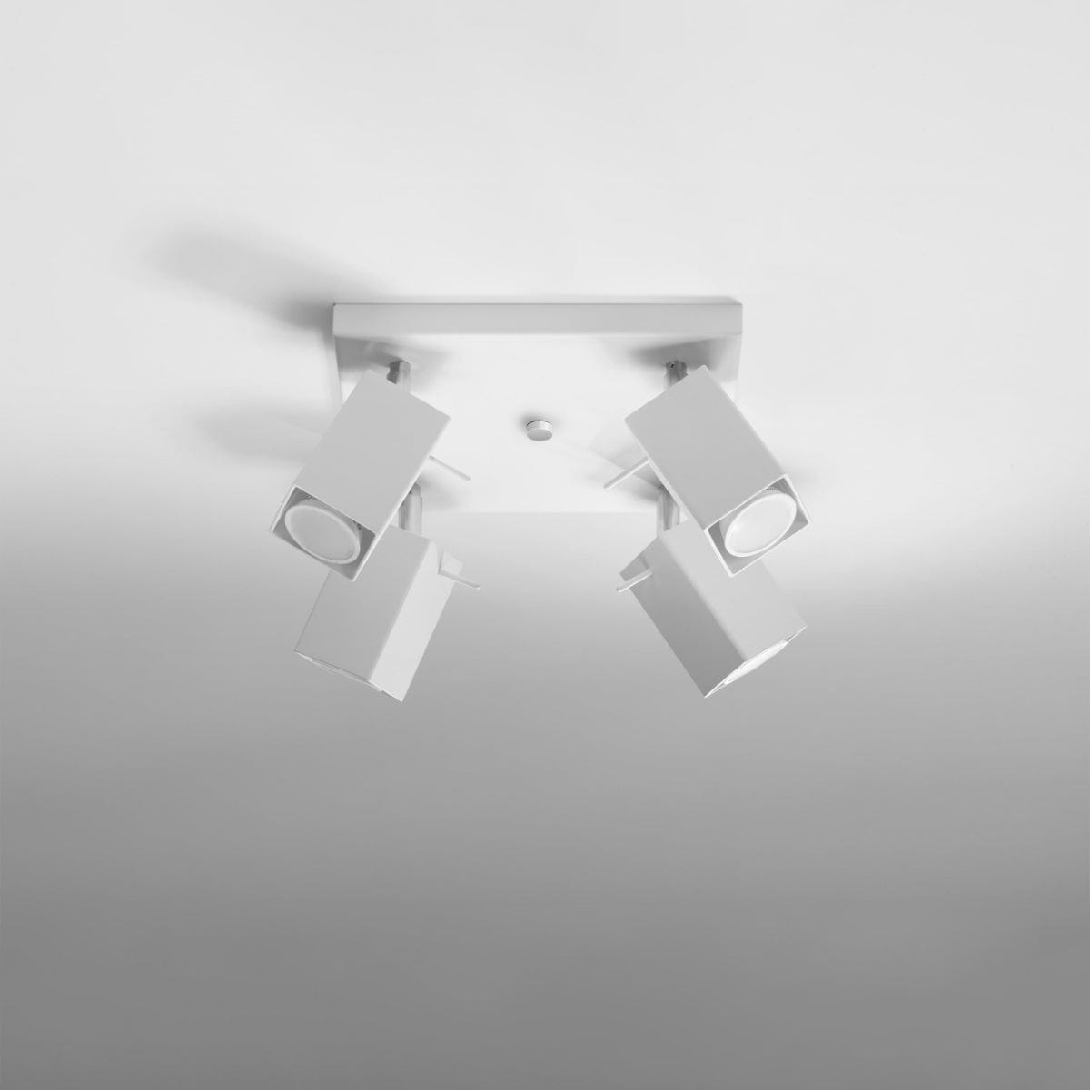 Sollux Lighting Merida Industrial White Quadruple Spotlight - Adjustable Steel Ceiling Lamp, 25x25x16 cm
