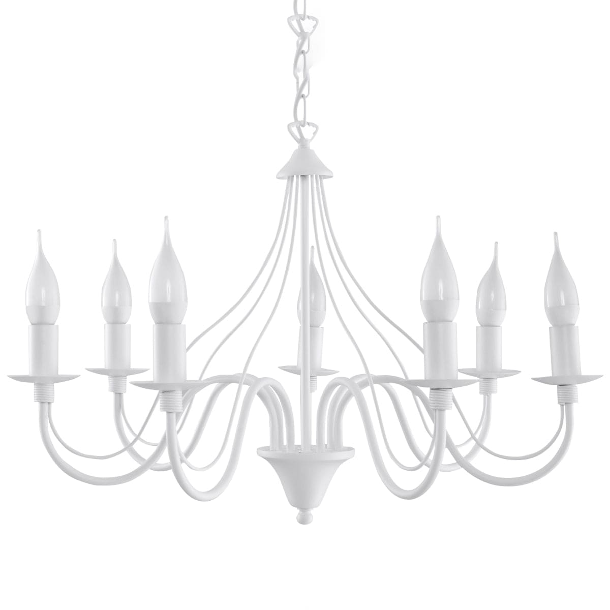 Sollux Lighting Minerwa 7-Light White Steel Chandelier - Classic Candelabra Design, E14 LED Compatible