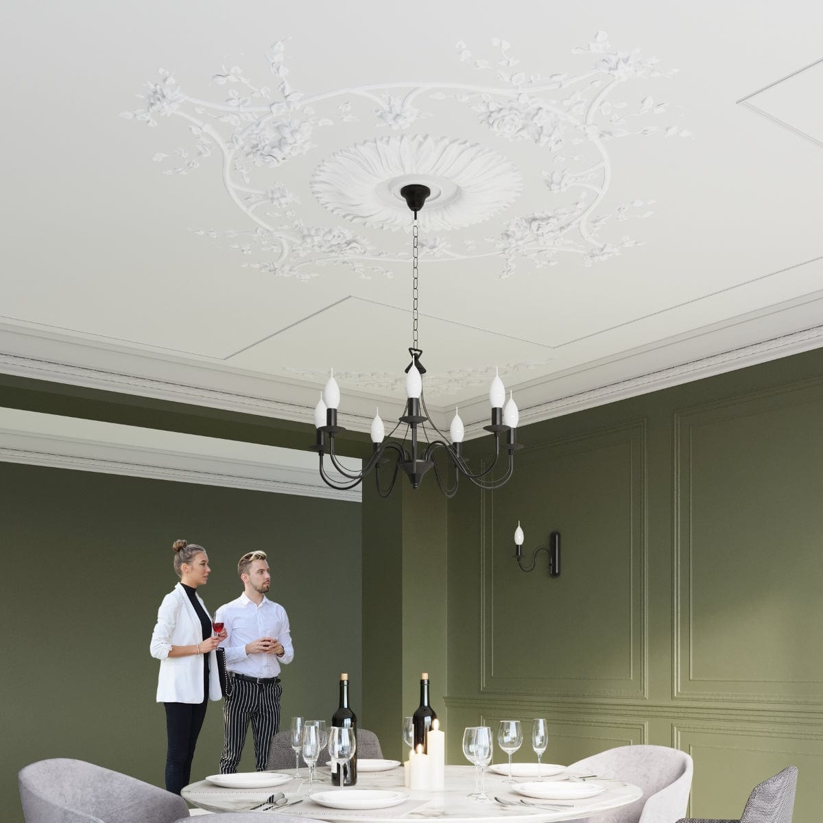Sollux Lighting Minerwa Chandelier - 7-Arm Black Candelabra - E14 - Steel - Timeless Elegance