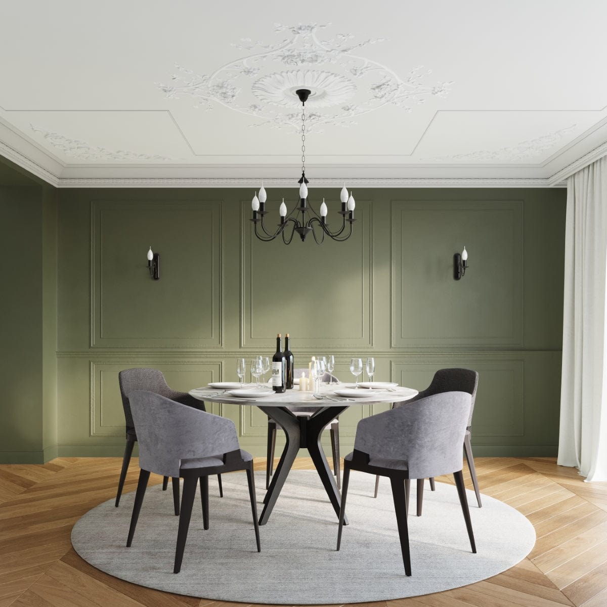 Sollux Lighting Minerwa Chandelier - 7-Arm Black Candelabra - E14 - Steel - Timeless Elegance