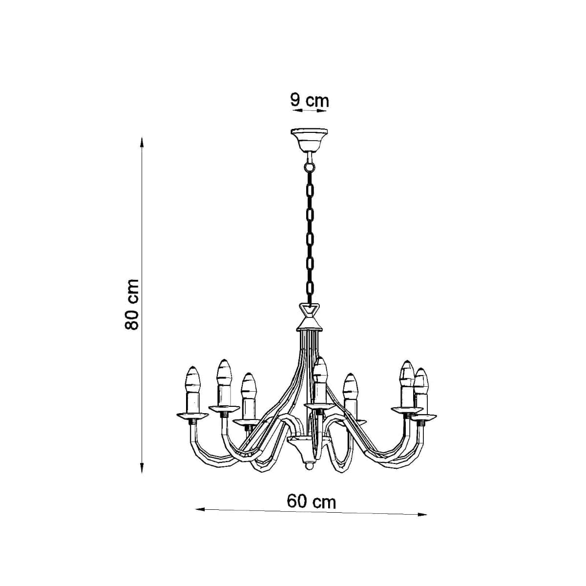Sollux Lighting Minerwa Chandelier - 7-Arm Black Candelabra - E14 - Steel - Timeless Elegance