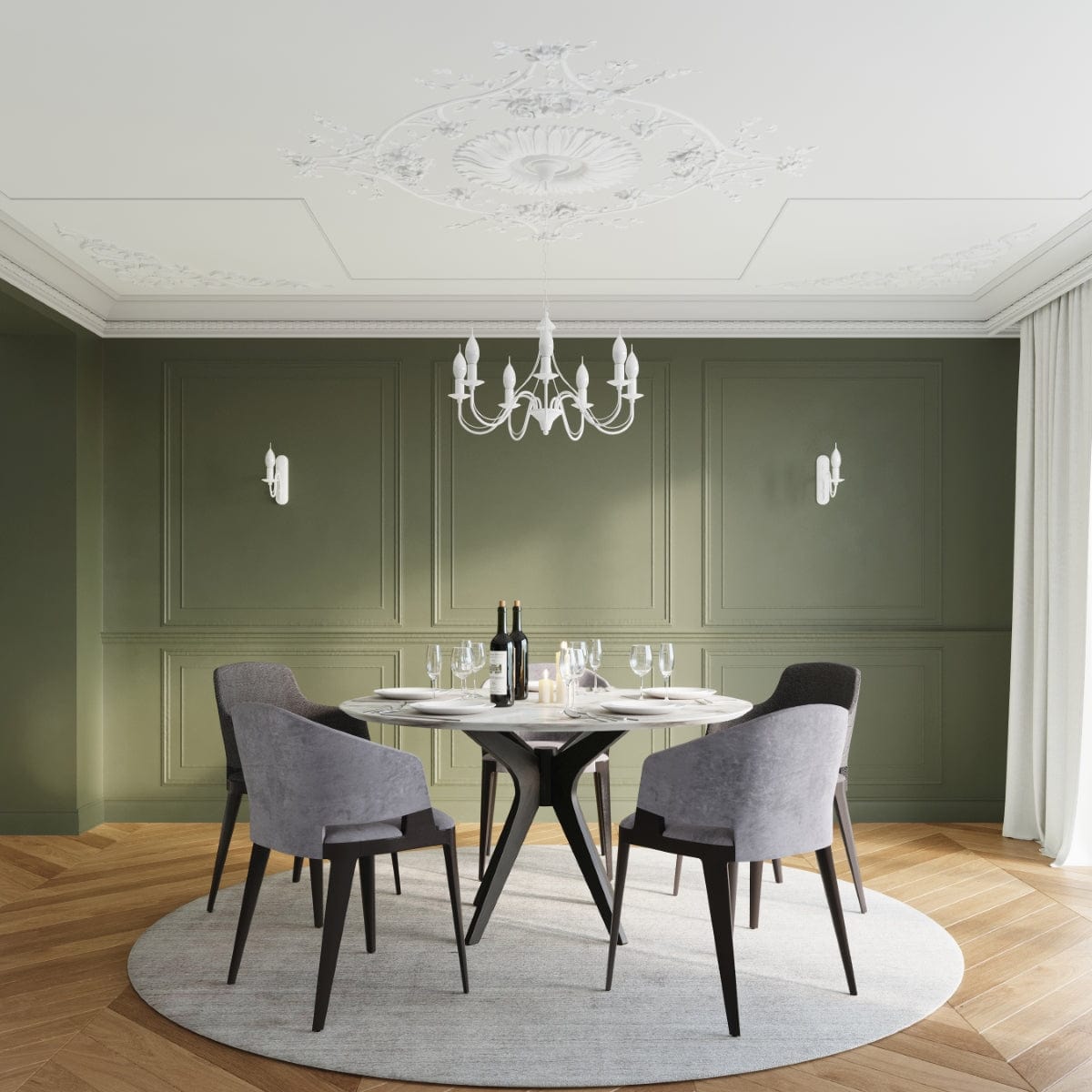 Sollux Lighting Minerwa Chandelier - White Steel - 5-Light Candelabra Design - E14 LED Compatible