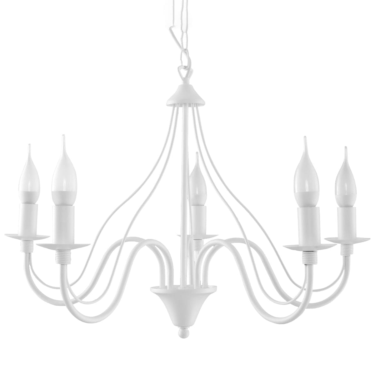 Sollux Lighting Minerwa Chandelier - White Steel - 5-Light Candelabra Design - E14 LED Compatible