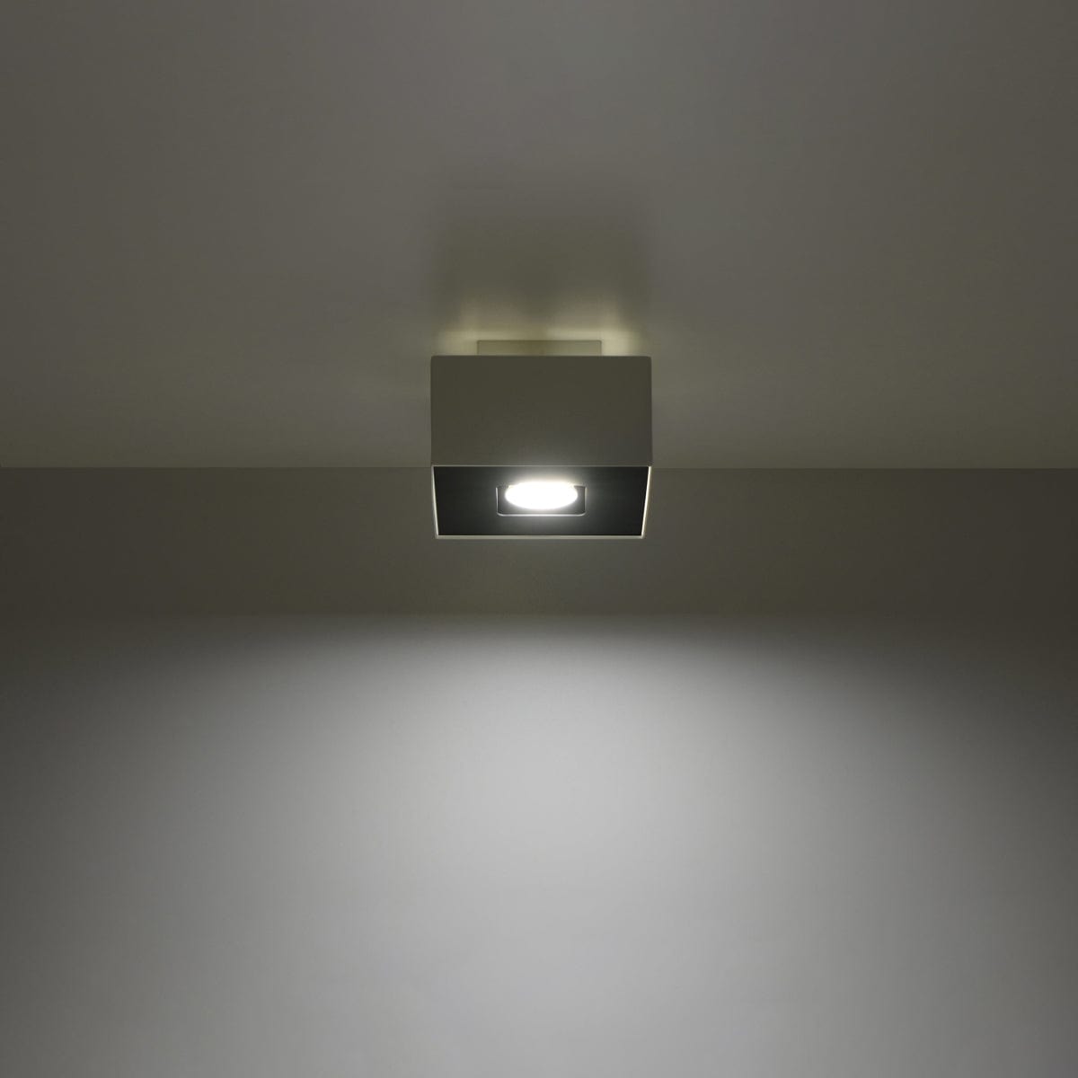 Sollux Lighting Mono Ceiling Lamp - GU10 Light, Minimalist Steel Design, White/Black, 14x14x11 cm