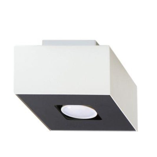 Sollux Lighting Mono Ceiling Lamp - GU10 Light, Minimalist Steel Design, White/Black, 14x14x11 cm