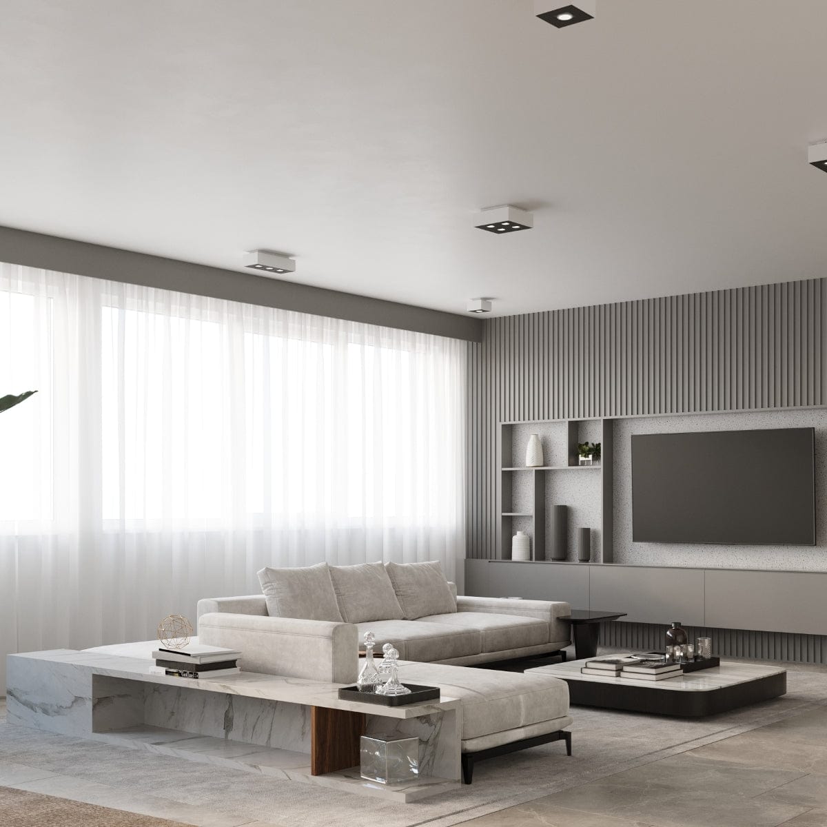 Sollux Lighting Mono Ceiling Lamp - GU10 Quad Light - Steel - White/Black - 24x24x11 cm