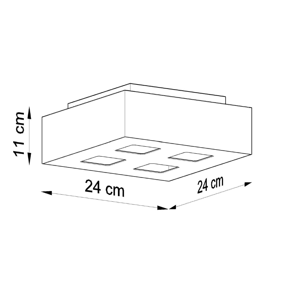 Sollux Lighting Mono Ceiling Lamp - GU10 Quad Light - Steel - White/Black - 24x24x11 cm