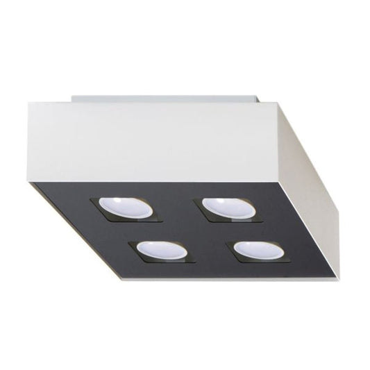 Sollux Lighting Mono Ceiling Lamp - GU10 Quad Light - Steel - White/Black - 24x24x11 cm