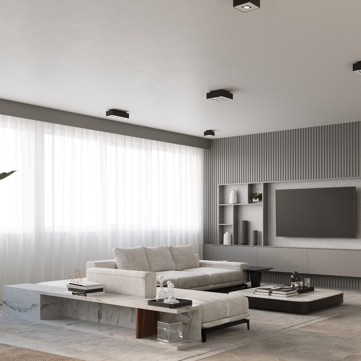 Sollux Lighting Mono Quad Ceiling Lamp - GU10 - Steel - White/Black - 24x24x11 cm