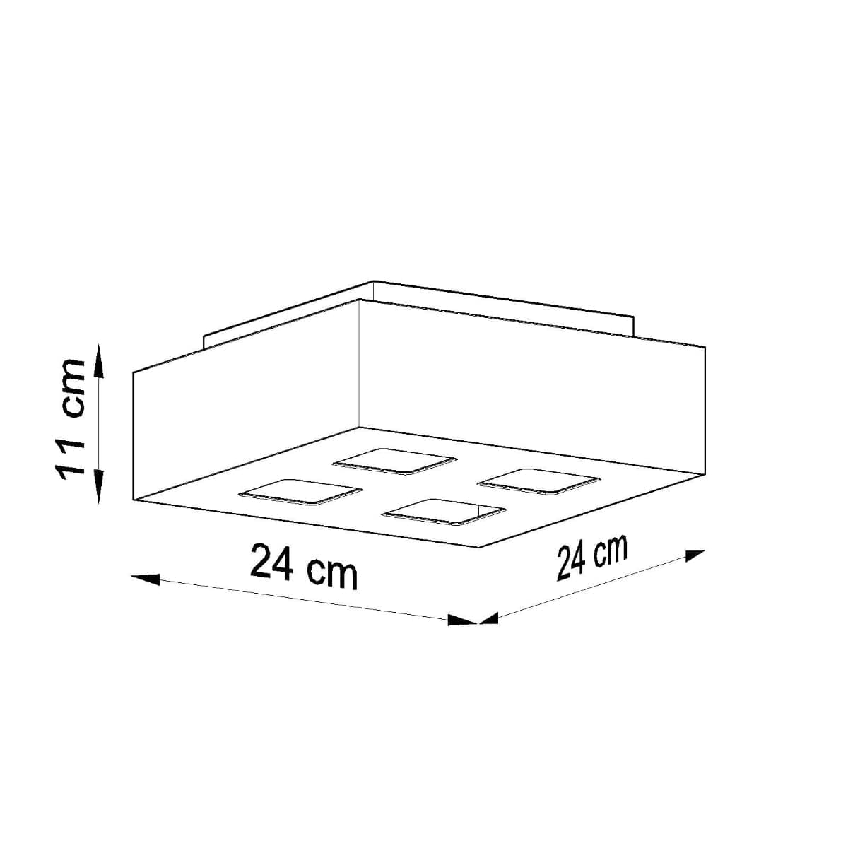 Sollux Lighting Mono Quad Ceiling Lamp - GU10 - Steel - White/Black - 24x24x11 cm
