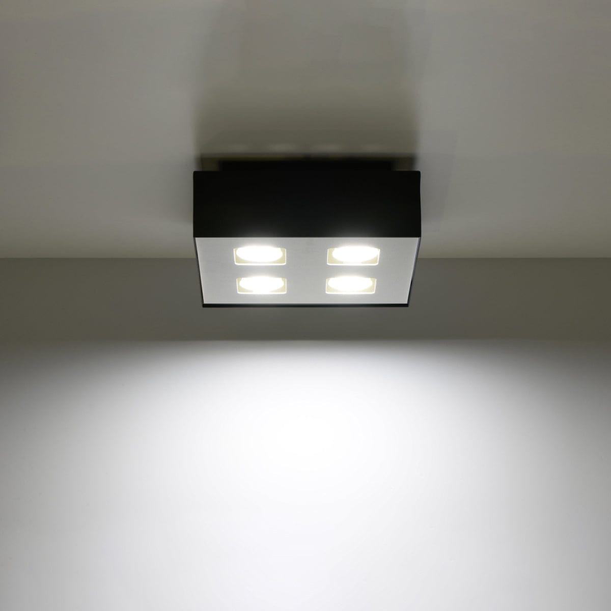 Sollux Lighting Mono Quad Ceiling Lamp - GU10 - Steel - White/Black - 24x24x11 cm
