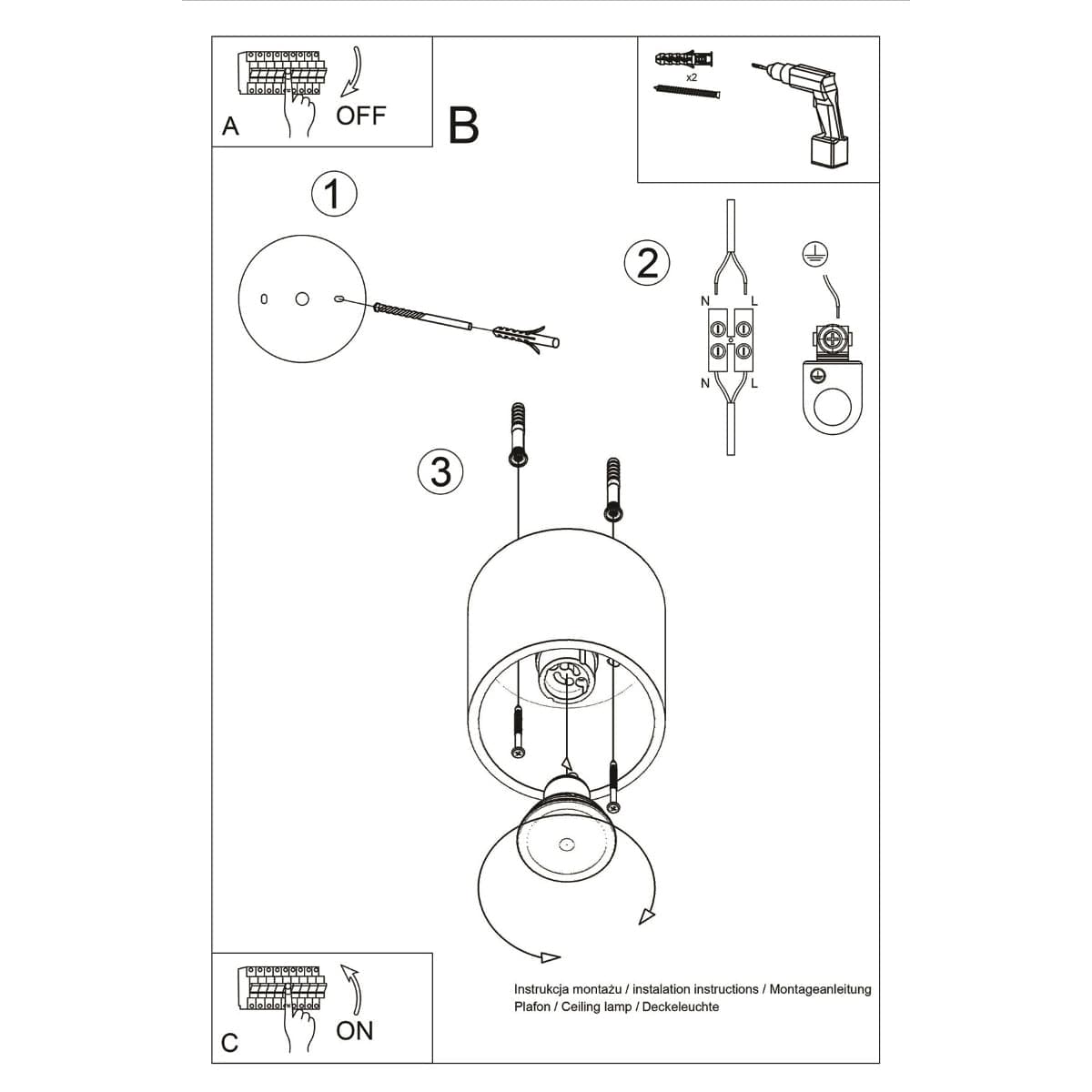 Sollux Lighting ORBIS Ceiling Lamp 1 Anthracite - Minimalist Downlight Design - Easy to Clean - Quick and Practical Installation - High Durability - Interchangeable GU10 Bulbs - Multiple Color and Texture Options