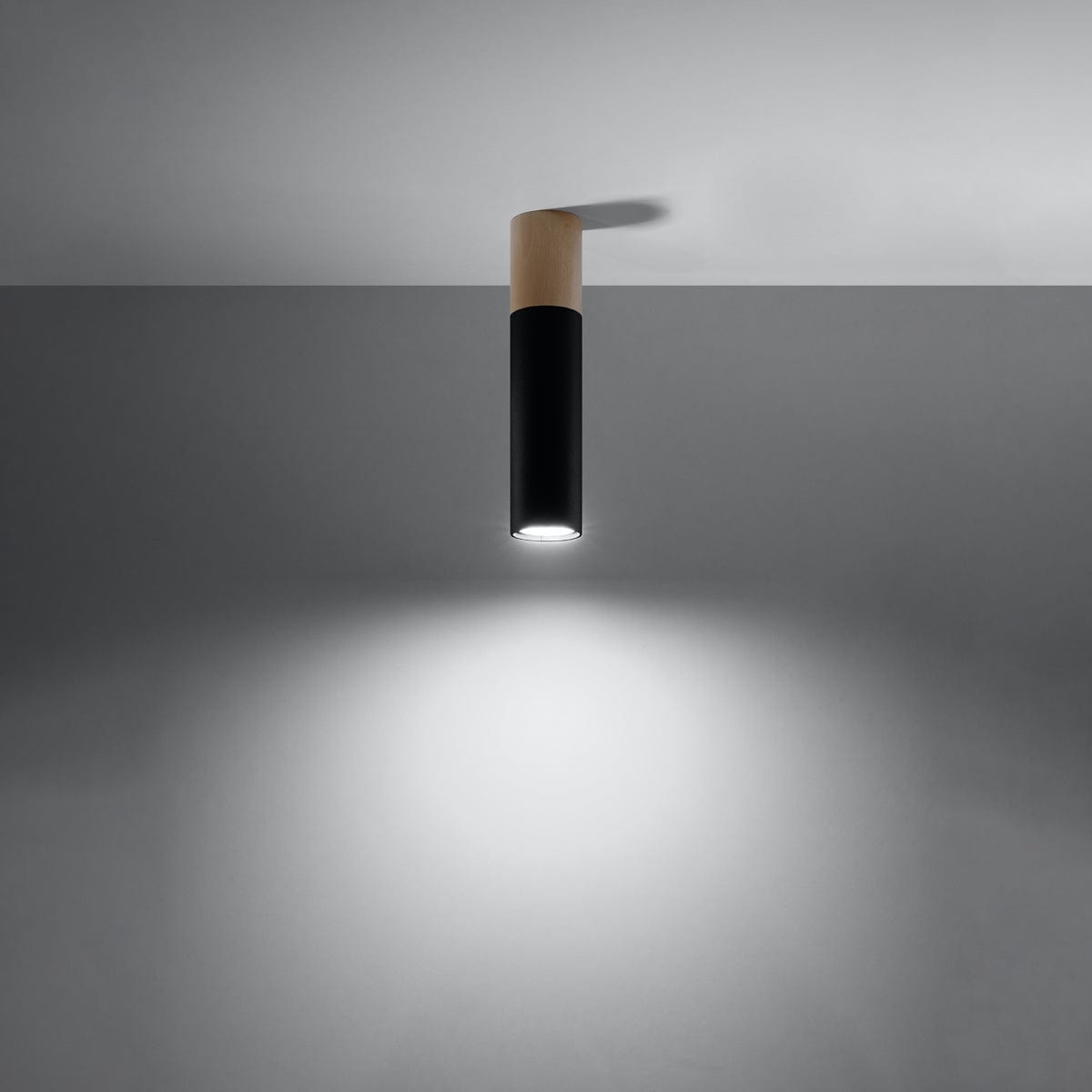 Sollux Lighting PABLO Ceiling Lamp Black - Modern Spotlight Design - Interchangeable GU10 Bulbs - Easy to Clean - Quick Installation - Elegant with Wooden Accent - Multiple Variations