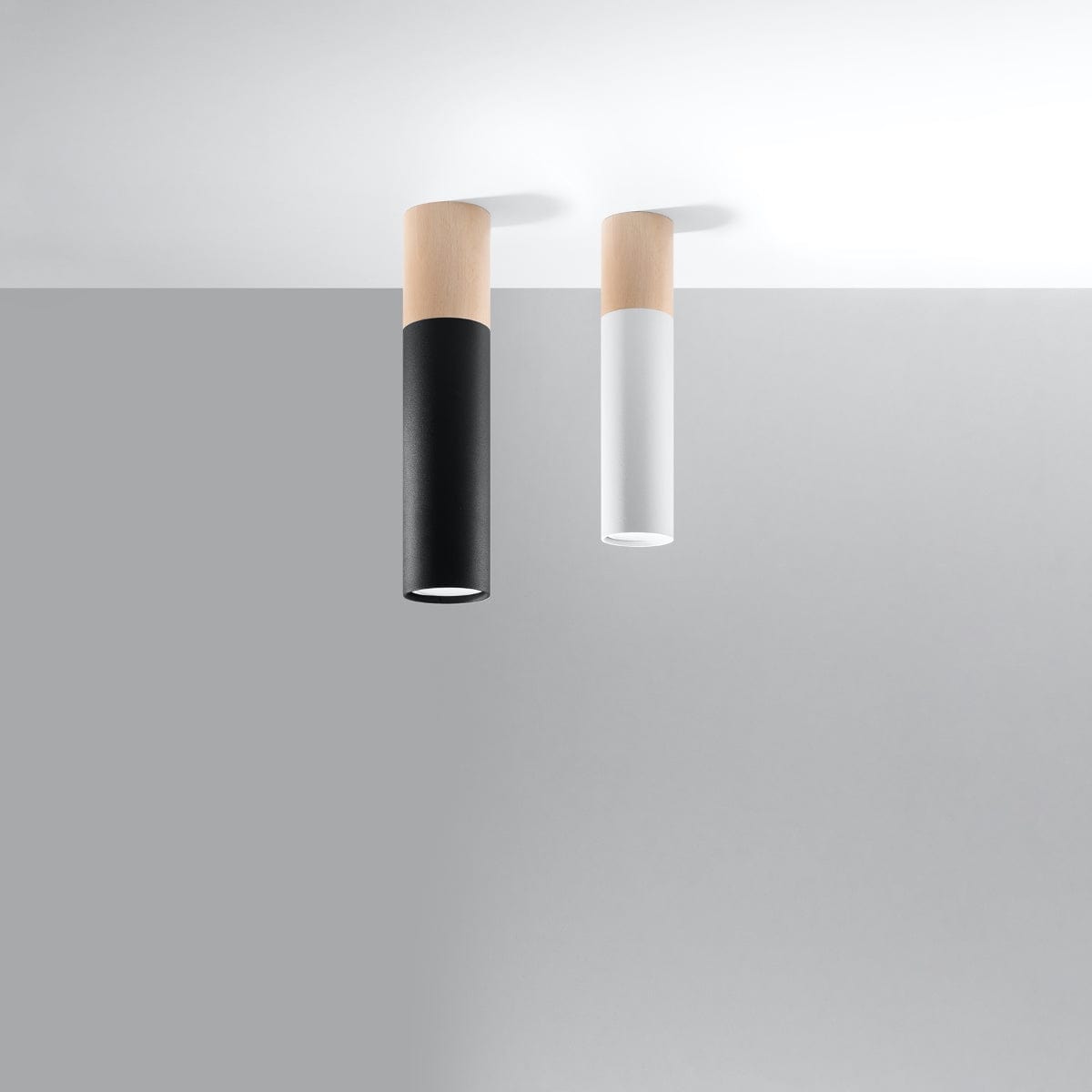 Sollux Lighting PABLO Ceiling Lamp Black - Modern Spotlight Design - Interchangeable GU10 Bulbs - Easy to Clean - Quick Installation - Elegant with Wooden Accent - Multiple Variations