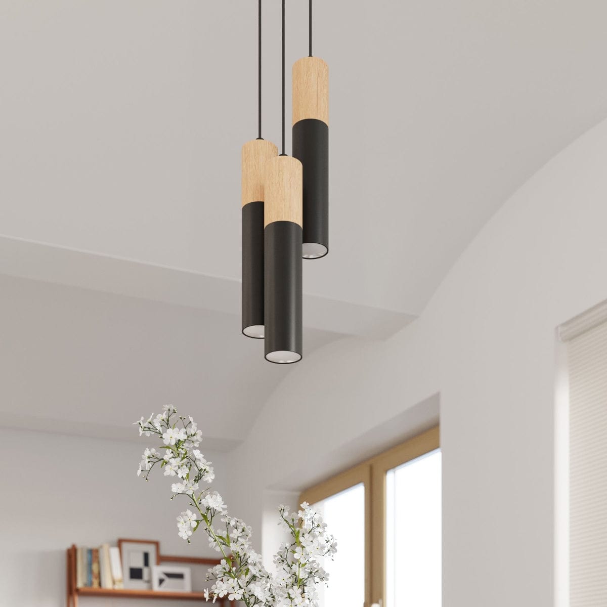 Sollux Lighting PABLO Ceiling Lamp Black - Modern Spotlight Design - Interchangeable GU10 Bulbs - Easy to Clean - Quick Installation - Elegant with Wooden Accent - Multiple Variations