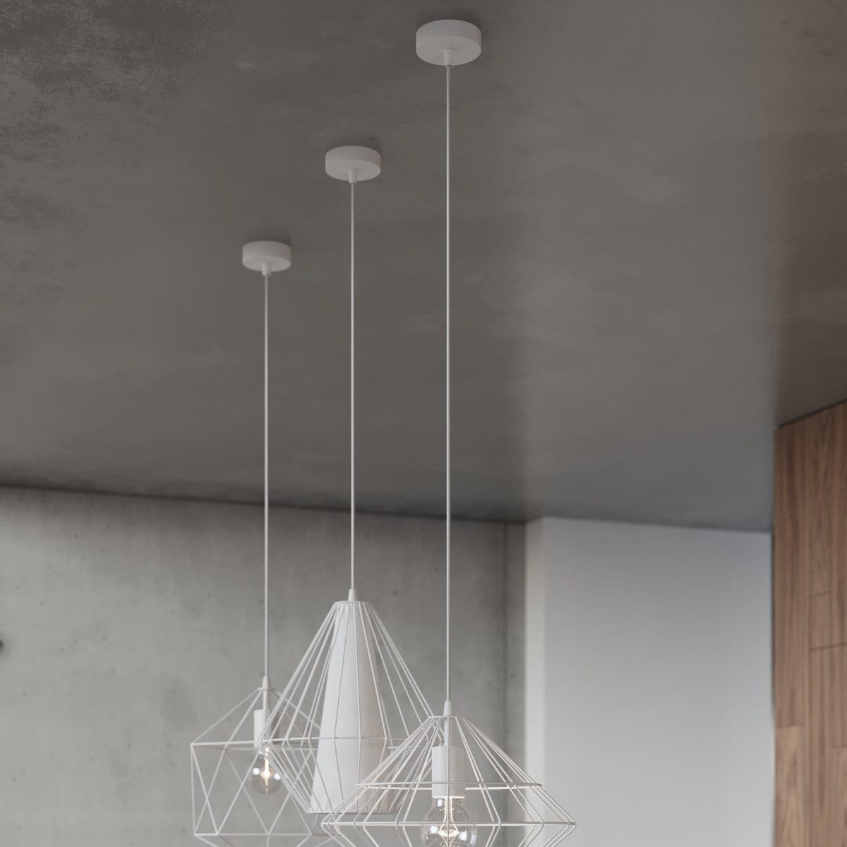 Sollux Lighting Pendant Lamp Demi White - Modern Designer Hanging Light - Adjustable Height - Geometric Frame Shade - Replaceable E27 Bulb - Stylish & Versatile
