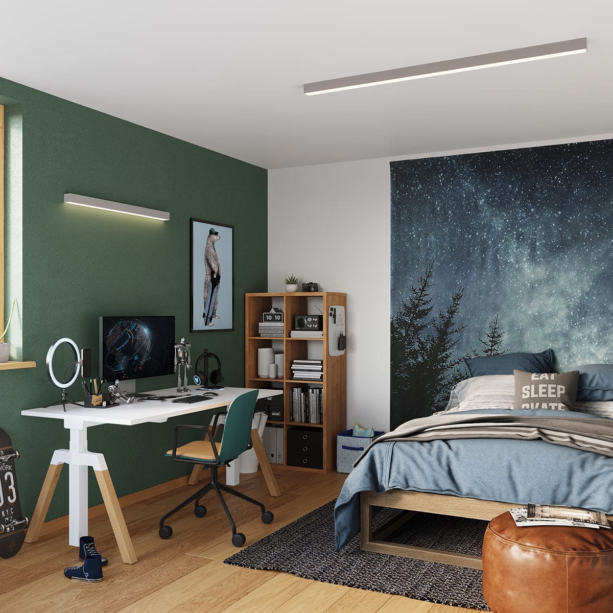 Sollux Lighting PINNE 200 Grey Wall Lamp - Minimalist Design - High CRI LED for Vibrant Colors - Flicker-Free & Eye-Friendly - Energy Efficient with 5-Year Warranty