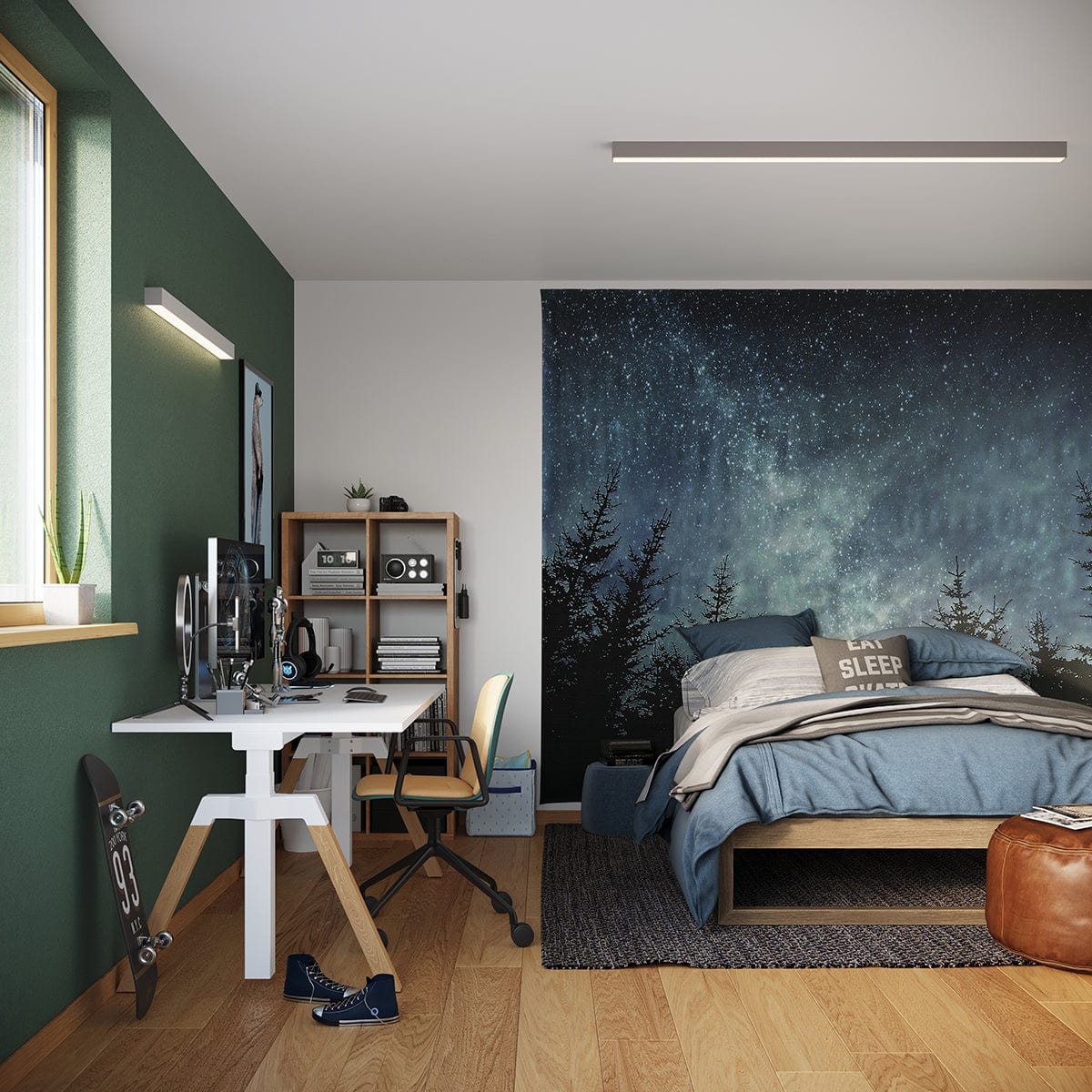 Sollux Lighting PINNE 200 Grey Wall Lamp - Minimalist Design - High CRI LED for Vibrant Colors - Flicker-Free & Eye-Friendly - Energy Efficient with 5-Year Warranty