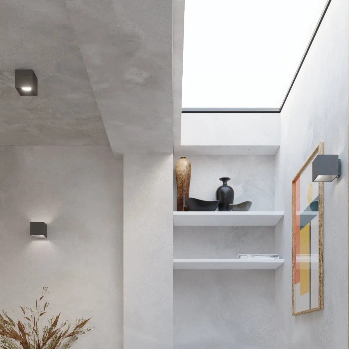 Sollux Lighting QUAD Ceiling Lamp 1 Anthracite - Minimalist Design - Easy to Clean - Quick Installation - High Durability - Interchangeable GU10 Bulbs - Multiple Color and Texture Options