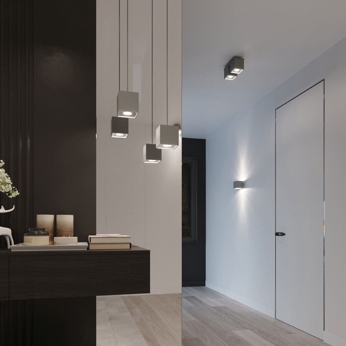 Sollux Lighting Quad Gray Aluminum Ceiling Lamp - Modern Style - Adjustable Lighting - LED Compatible