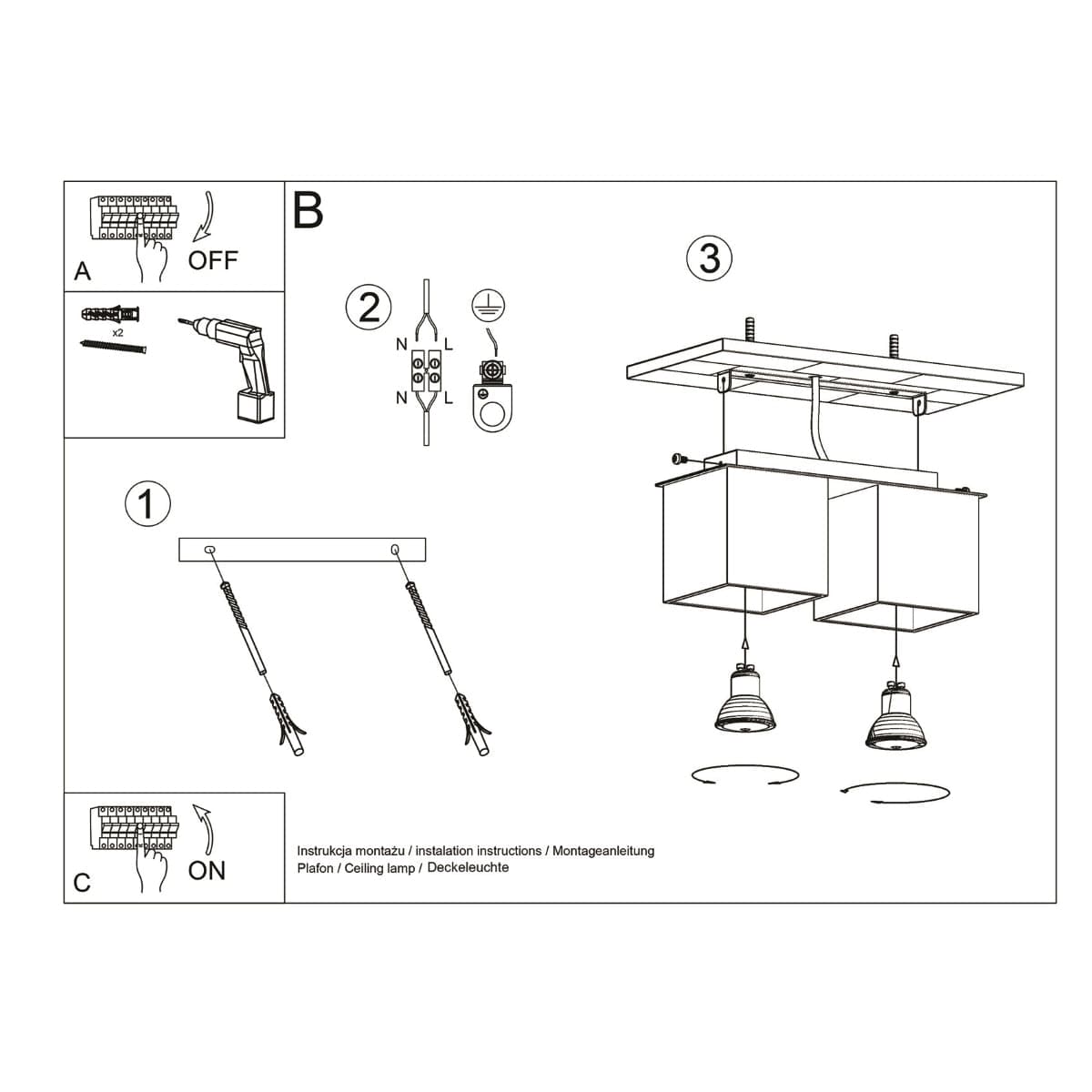 Sollux Lighting Quad Grey Wall Lamp - Dual GU10 Lights, Modern Aluminum Design, 26x11x12 cm