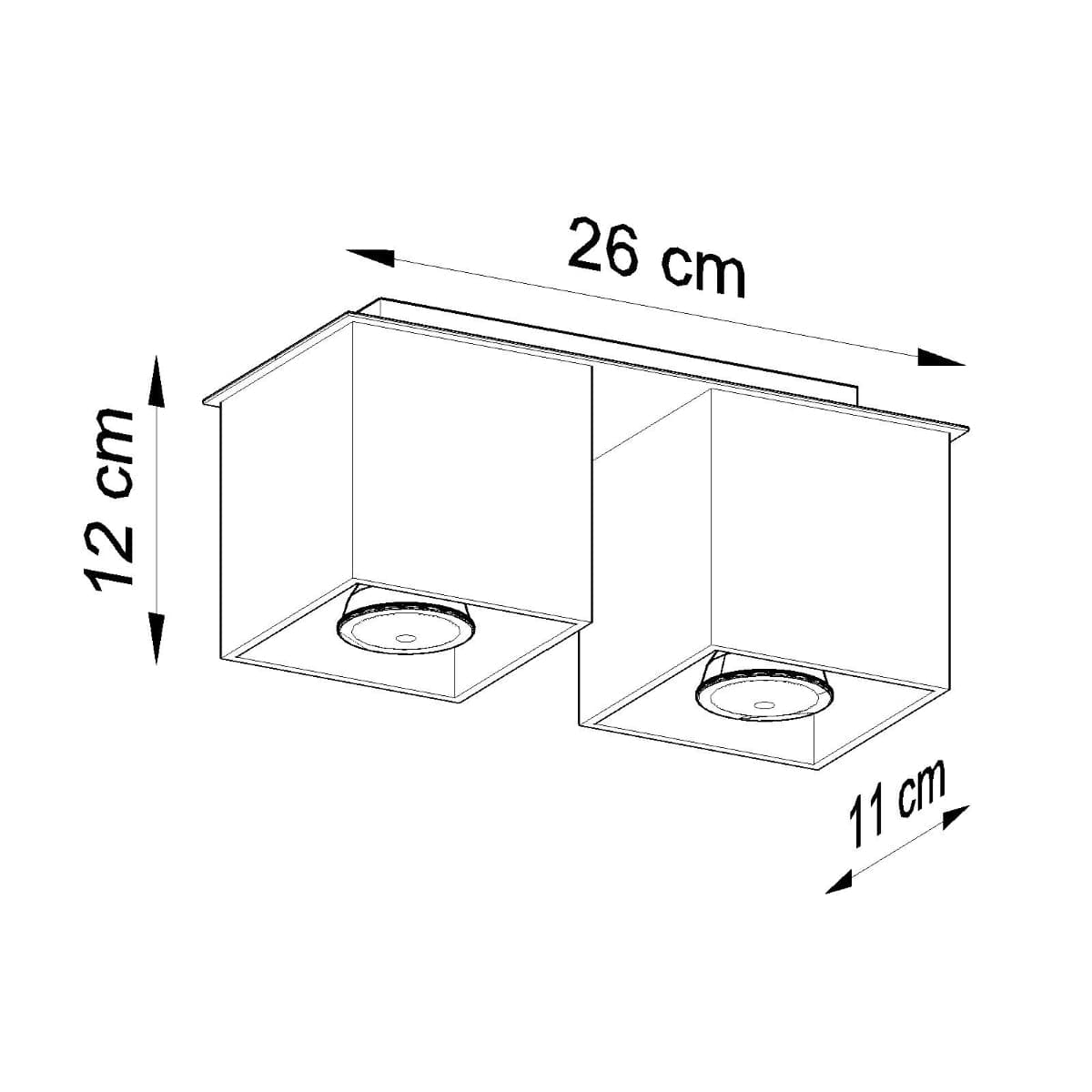 Sollux Lighting Quad Grey Wall Lamp - Dual GU10 Lights, Modern Aluminum Design, 26x11x12 cm