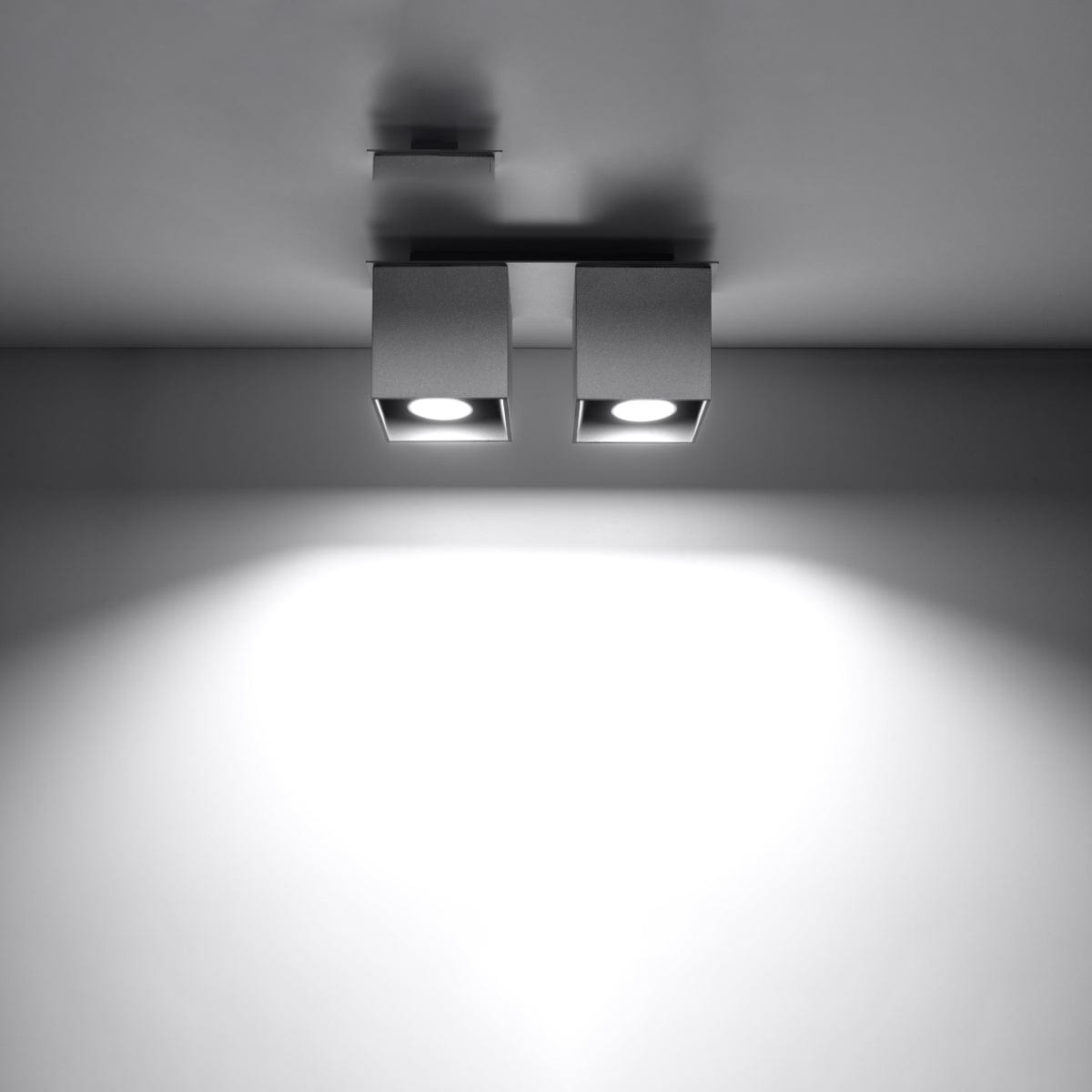 Sollux Lighting Quad Grey Wall Lamp - Dual GU10 Lights, Modern Aluminum Design, 26x11x12 cm