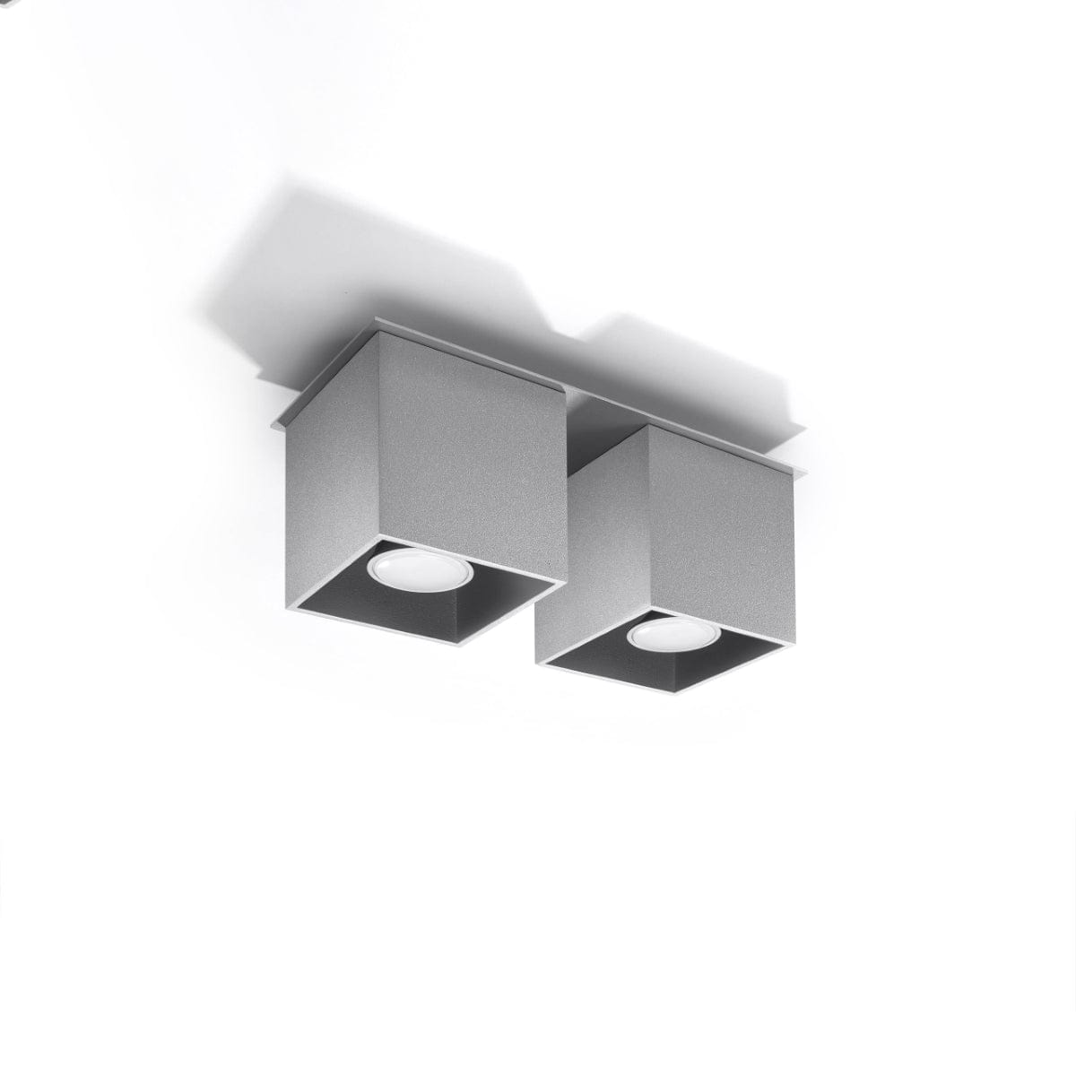 Sollux Lighting Quad Grey Wall Lamp - Dual GU10 Lights, Modern Aluminum Design, 26x11x12 cm