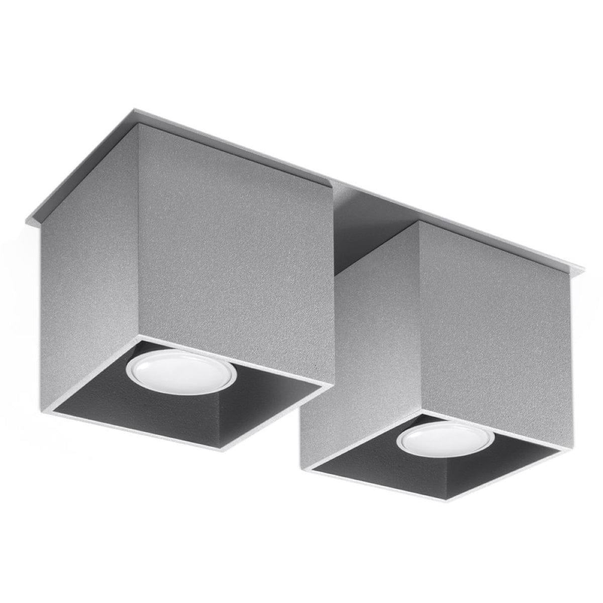 Sollux Lighting Quad Grey Wall Lamp - Dual GU10 Lights, Modern Aluminum Design, 26x11x12 cm