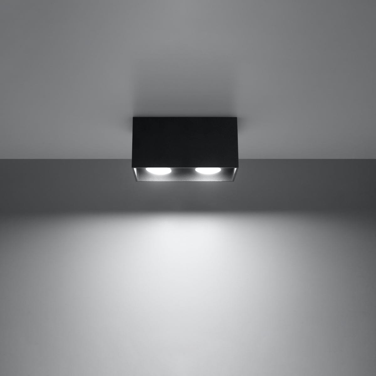 Sollux Lighting QUAD MAXI Ceiling Light - Black - Modern Aluminum Design - Interchangeable GU10 Bulbs - Minimalist Style - Surface Mounting - Easy to Clean