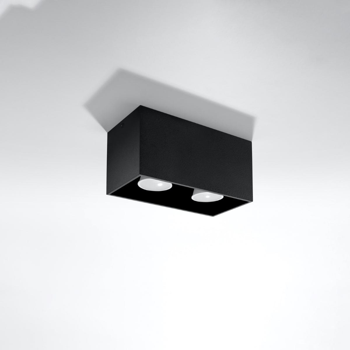 Sollux Lighting QUAD MAXI Ceiling Light - Black - Modern Aluminum Design - Interchangeable GU10 Bulbs - Minimalist Style - Surface Mounting - Easy to Clean