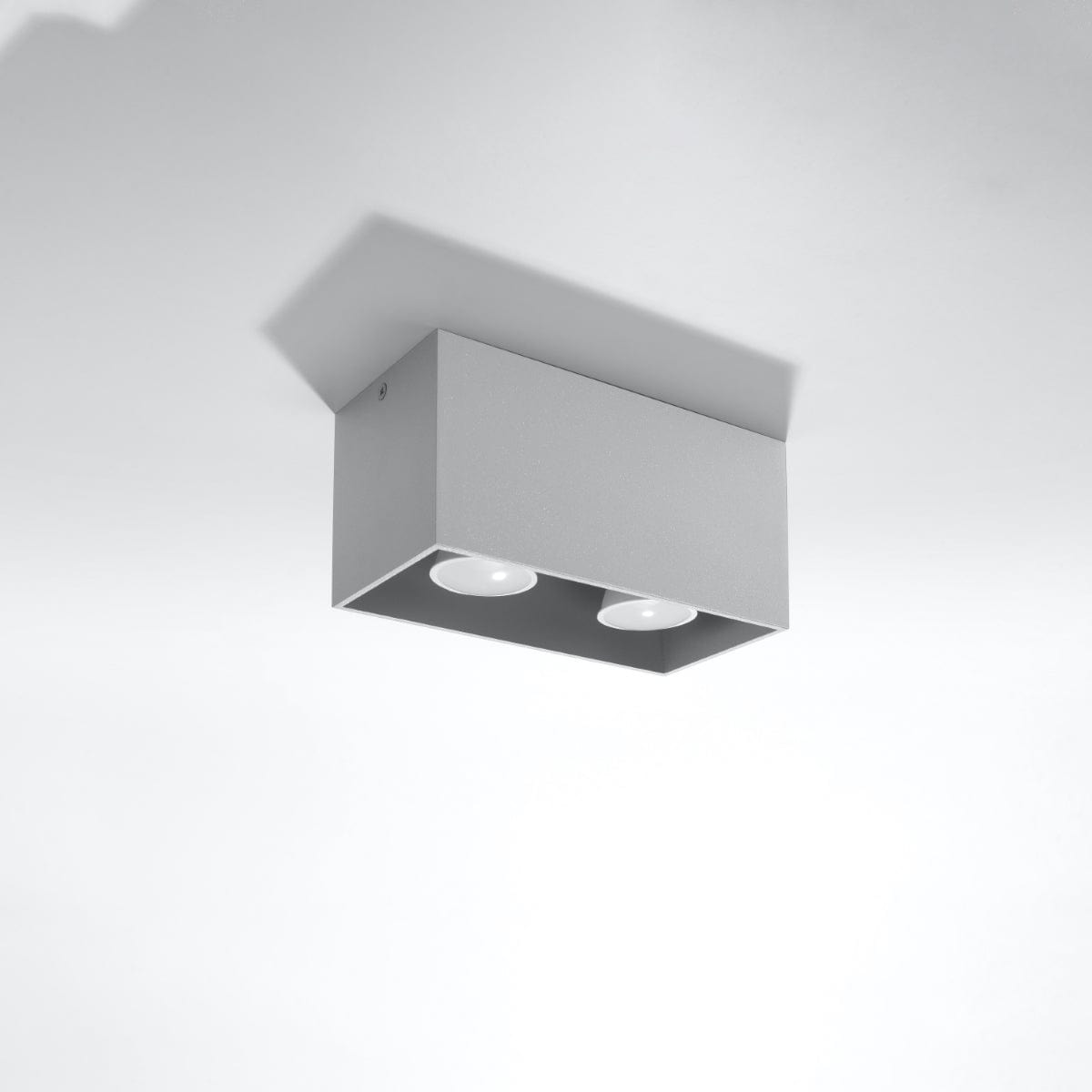 Sollux Lighting QUAD MAXI Ceiling Light - Grey - Modern Aluminum Design - Interchangeable GU10 Bulbs - Minimalist Style - Surface Mounting - Easy to Clean