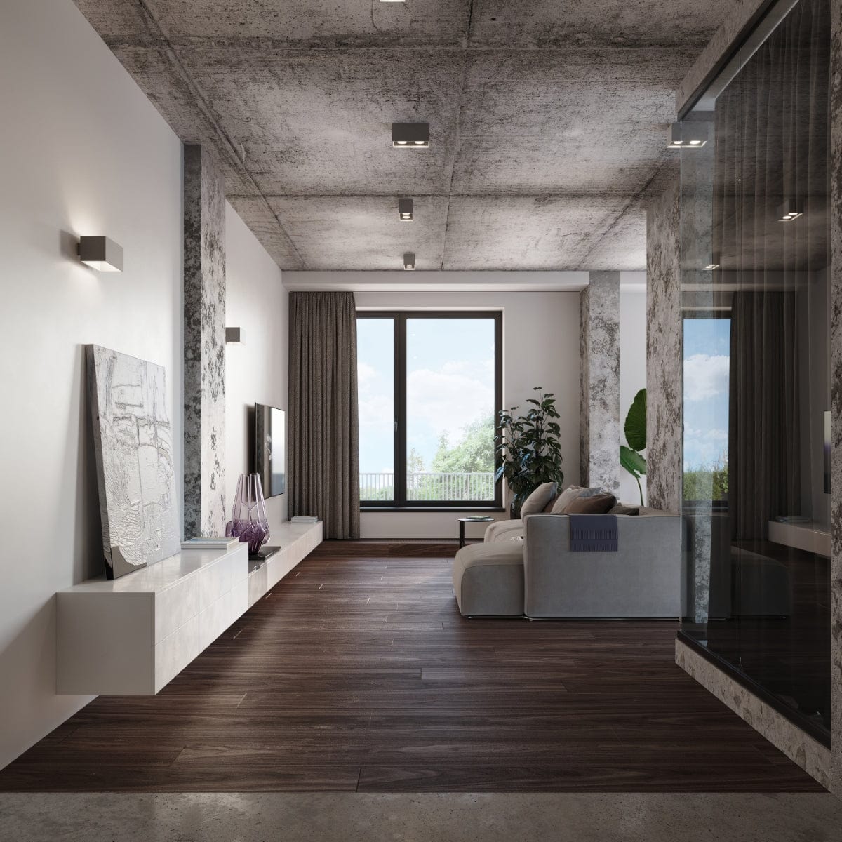 Sollux Lighting QUAD MAXI Ceiling Light - Grey - Modern Aluminum Design - Interchangeable GU10 Bulbs - Minimalist Style - Surface Mounting - Easy to Clean