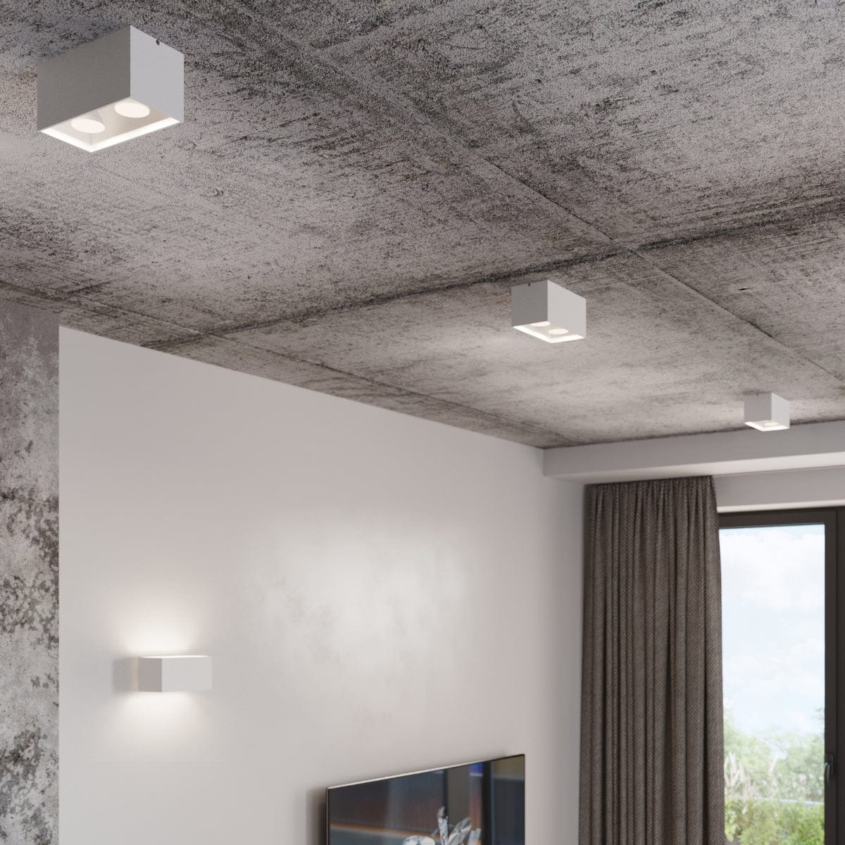Sollux Lighting QUAD MAXI Ceiling Light - White - Modern Aluminum Design - Interchangeable GU10 Bulbs - Minimalist Style - Surface Mounting - Easy to Clean