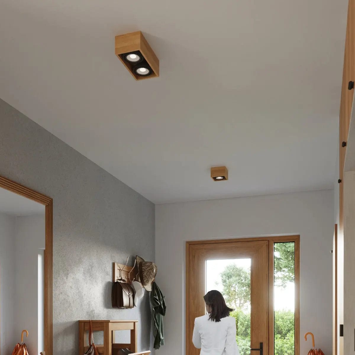 Sollux Lighting QUATRO 1 Natural Wood Ceiling Lamp - Minimalist Design - Wooden Construction - Easy to Clean - Interchangeable GU10 Bulbs - Suitable for Various Interiors