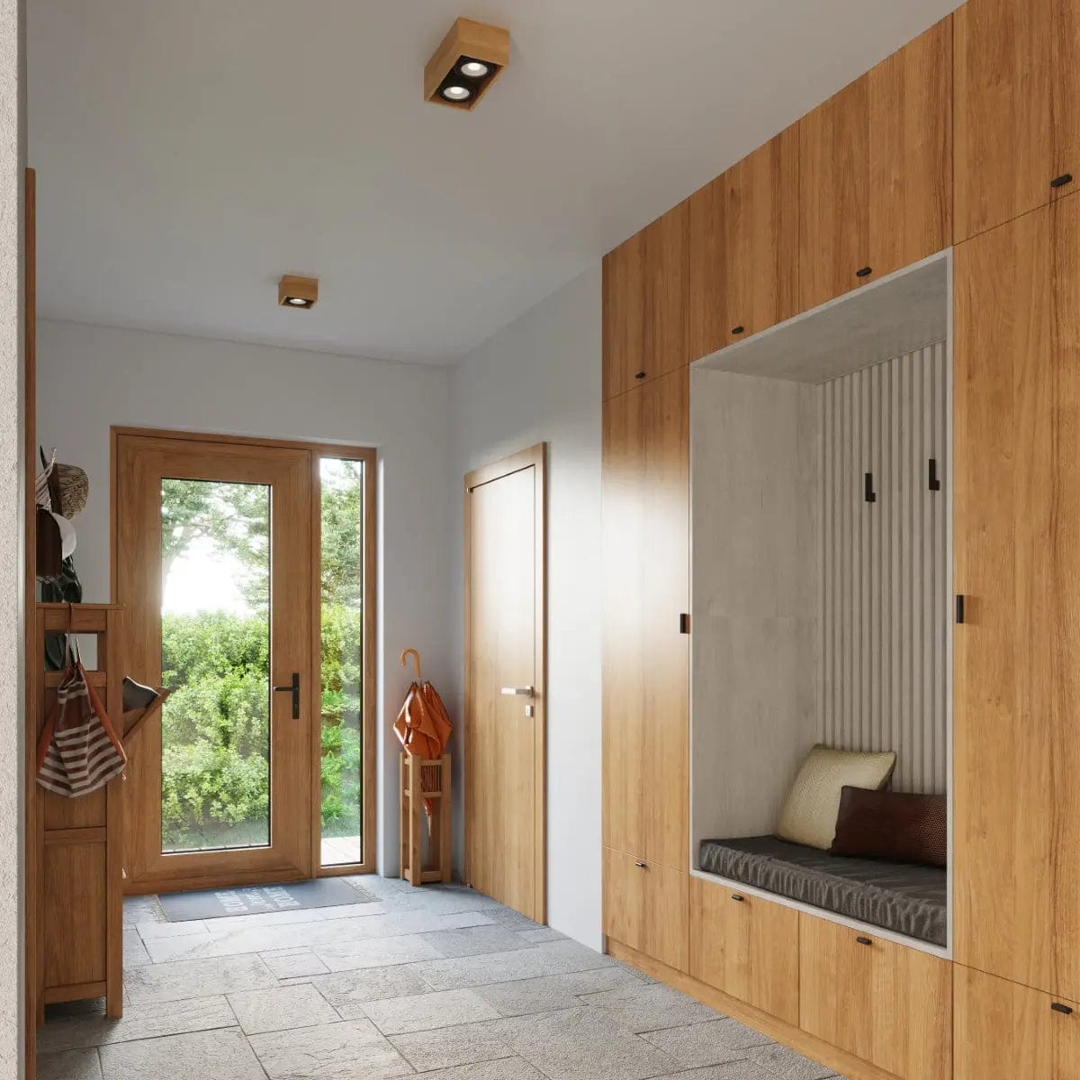 Sollux Lighting QUATRO 1 Natural Wood Ceiling Lamp - Minimalist Design - Wooden Construction - Easy to Clean - Interchangeable GU10 Bulbs - Suitable for Various Interiors