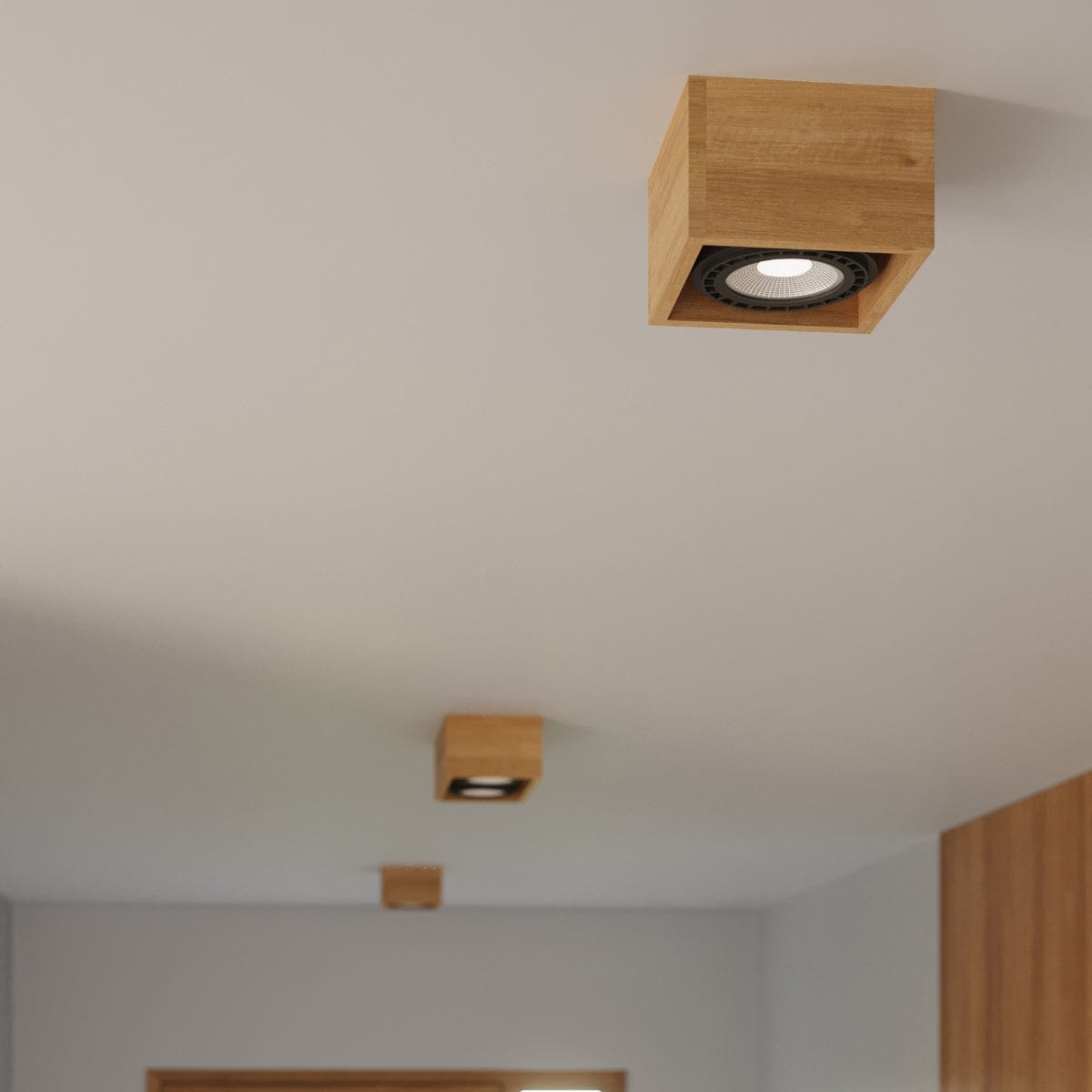 Sollux Lighting QUATRO 1 Natural Wood Ceiling Lamp - Minimalist Design - Wooden Construction - Easy to Clean - Interchangeable GU10 Bulbs - Suitable for Various Interiors
