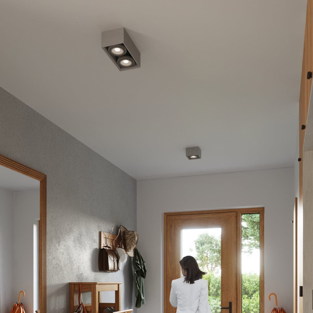 Sollux Lighting QUATRO Concrete Ceiling Light - Minimalist Design - Easy to Clean - Quick Installation - Durable Concrete Construction - Interchangeable GU10 Bulbs