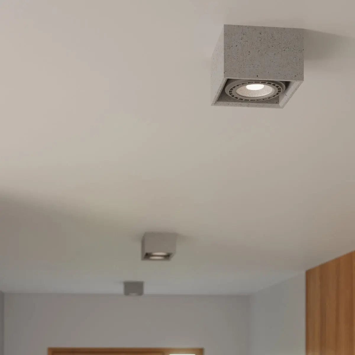 Sollux Lighting QUATRO Concrete Ceiling Light - Minimalist Design - Easy to Clean - Quick Installation - Durable Concrete Construction - Interchangeable GU10 Bulbs