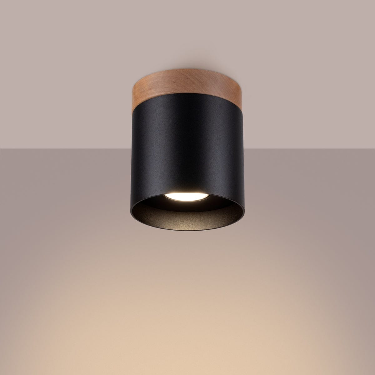 Sollux Lighting RIF Ceiling Lamp Black - Elegant Design - Natural Wood Finish - Soft LED Light - Energy Efficient - Ideal for Living Room and Office
