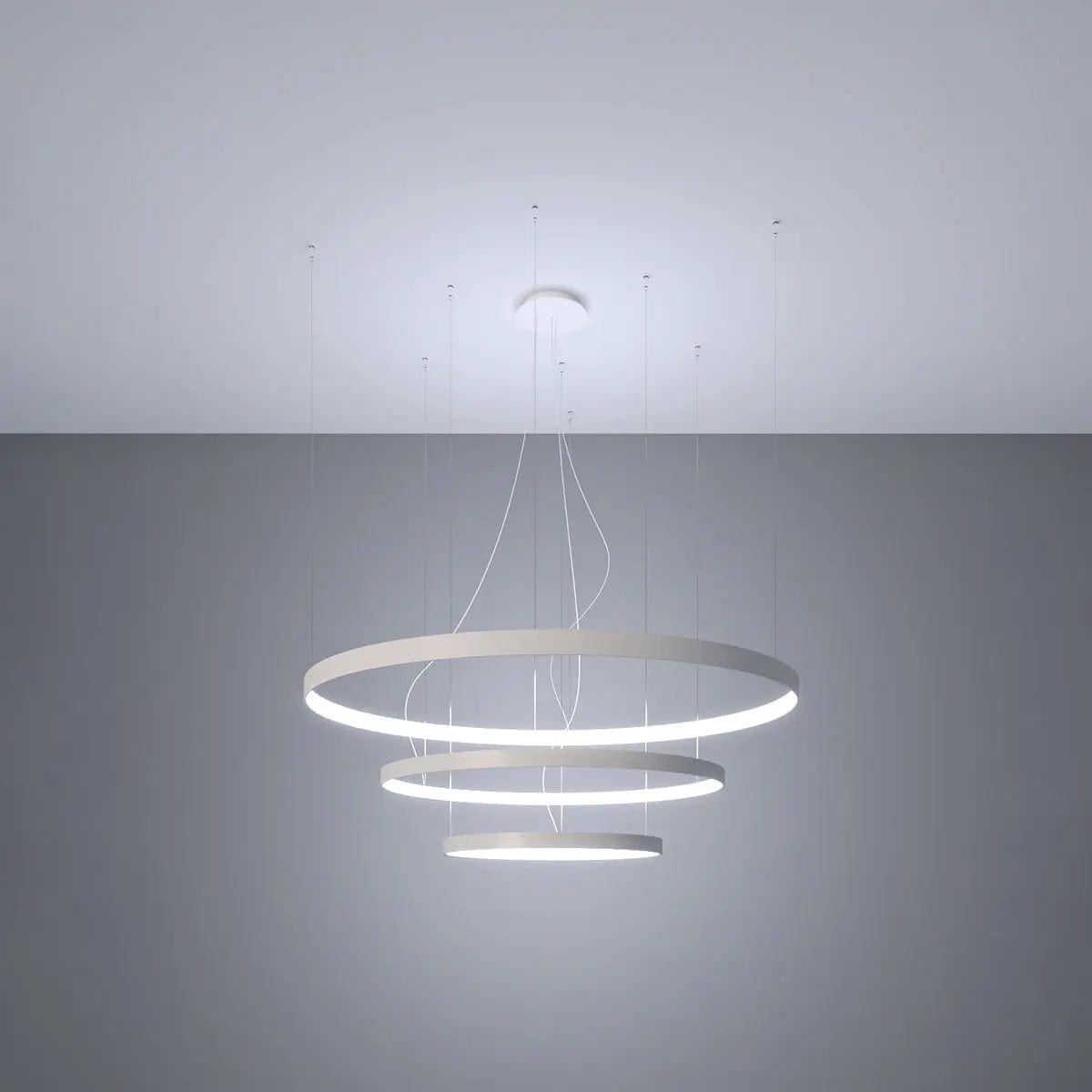 Sollux Lighting RIO 3 LED Chandelier - 55/78/110 White - 4000K Neutral Light - Modern Circular Design - High CRI & Energy-Efficient