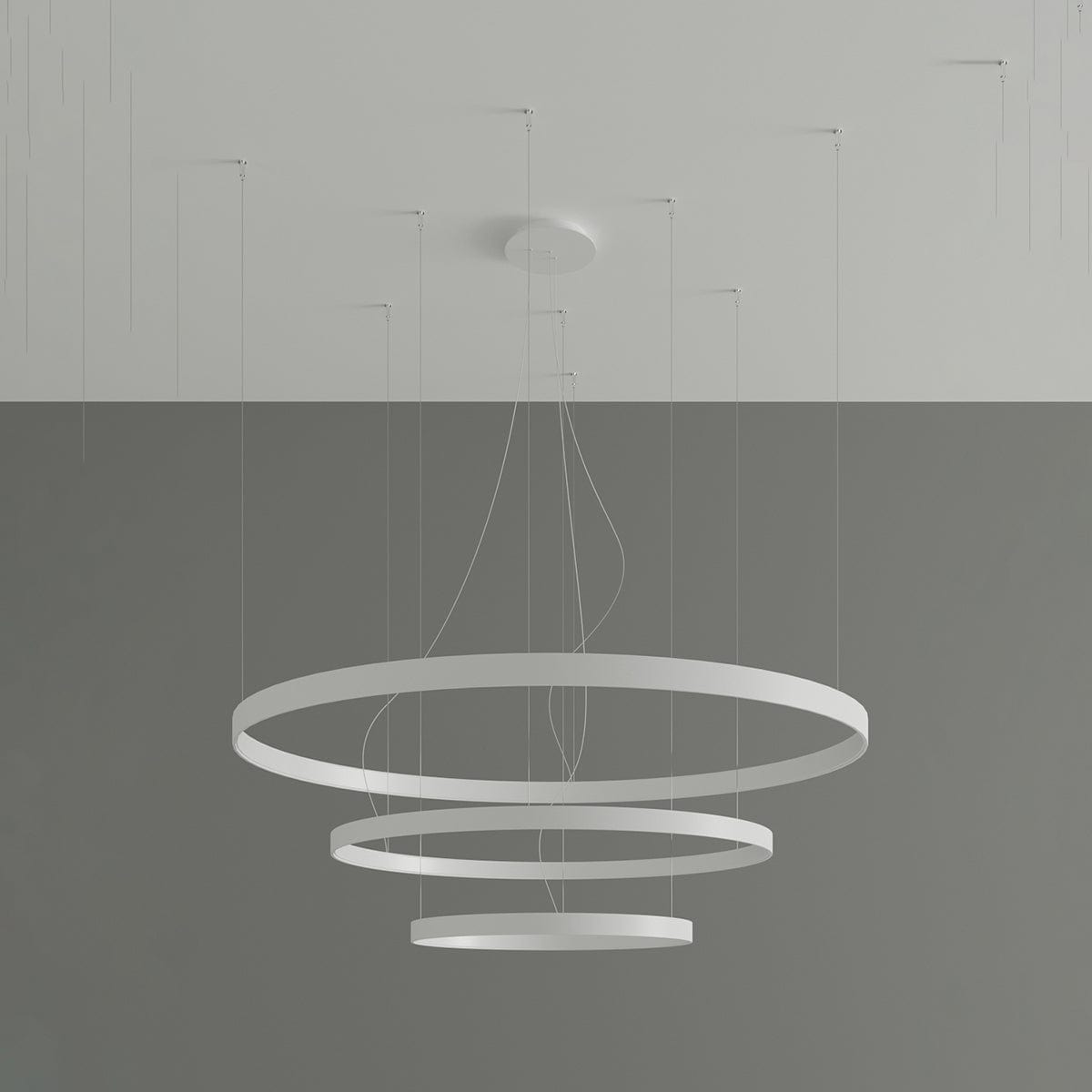 Sollux Lighting RIO 3 LED Chandelier - 55/78/110 White - 4000K Neutral Light - Modern Circular Design - High CRI & Energy-Efficient