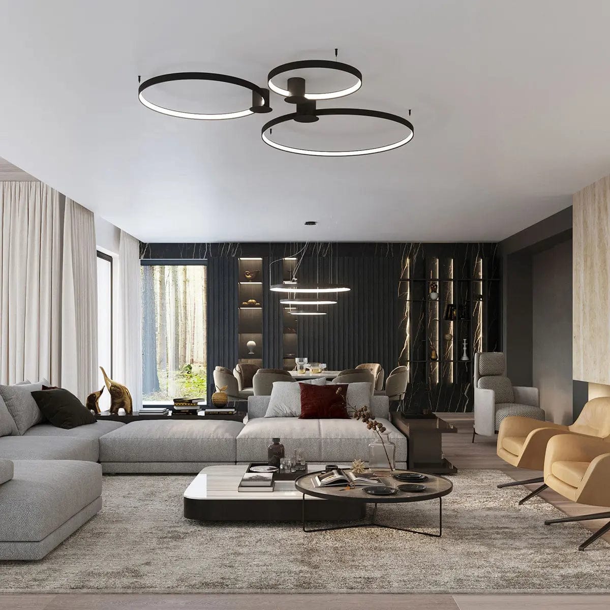 Sollux Lighting RIO 78 Ceiling Lamp Black 3000K - Unique Circular Design - High CRI LED - Flicker-Free Light - High Efficiency - Durable and Long-Lasting
